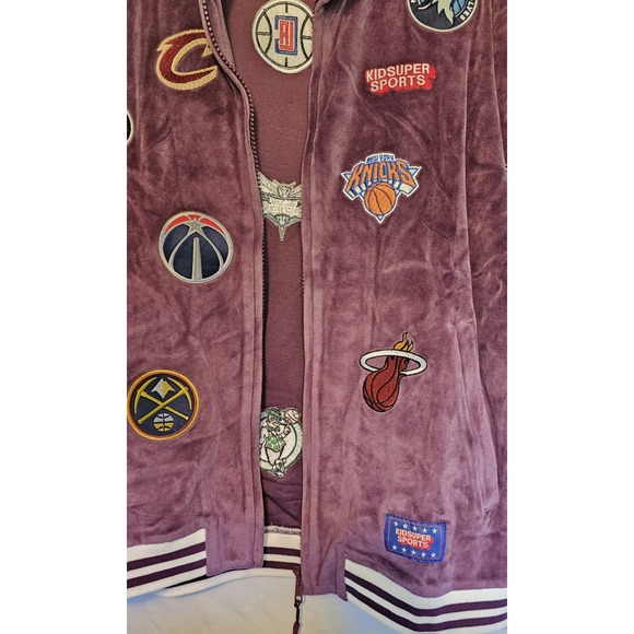 Kids Super Sports Fanatics NBA Mens Embroidery Logos/Patches Purple Jacket NWT - Picture 12 of 14